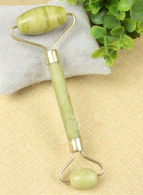 Double Head Green Jade Roller Elliptical Massager Eye Face N