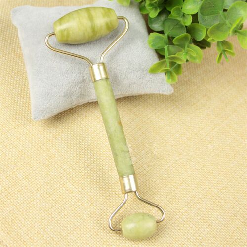 Double Head Green Jade Roller Elliptical Massager Eye Face N
