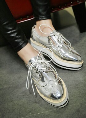 Autumn Flats Women Lace Up Casual Brogue Shoes Creepers Pla