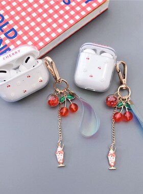 Cute Cherry Pattern Clear TPU Soft Cover For AirPods Pro 3
