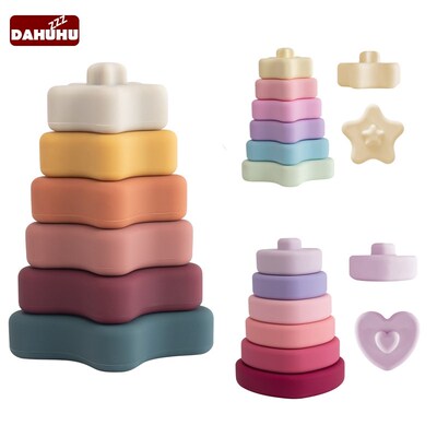 Silicone Baby Teether Building Block Montessori Toys  Educa