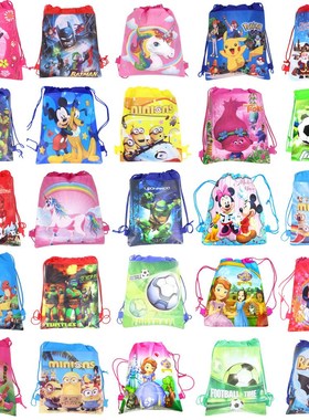 1pc Cartoon Drawstring Bag Santa Claus,Mario School Backpac