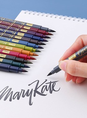 12 Colors Calligraphy Pen Hand Lettering Pens Brush Refill