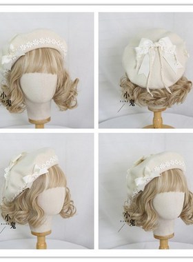 2021 Japanese Handmade Original Mori Girl Bow Beret Flat Ca