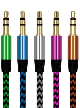 1m Nylon Aux Cable Male To Male 3.5mm Jack Auto Car Audio