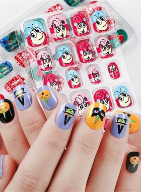 24Pcs/Set Candy False Nail Tips Press On Children Cartoon F