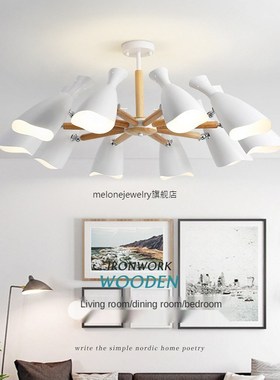 Nordic chandelier living room wooden ceiling lamp room LED c