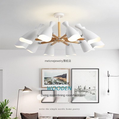 Nordic chandelier living room wooden ceiling lamp room LED c
