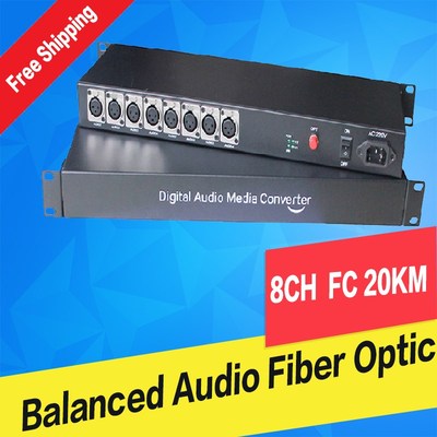 8 ch Balanced audio to fiber optic XLR balanced audio over
