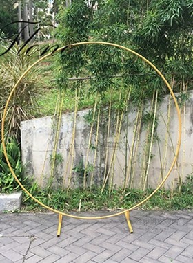 Single hoop Wedding arch backdrop wrought iron ring arch flo