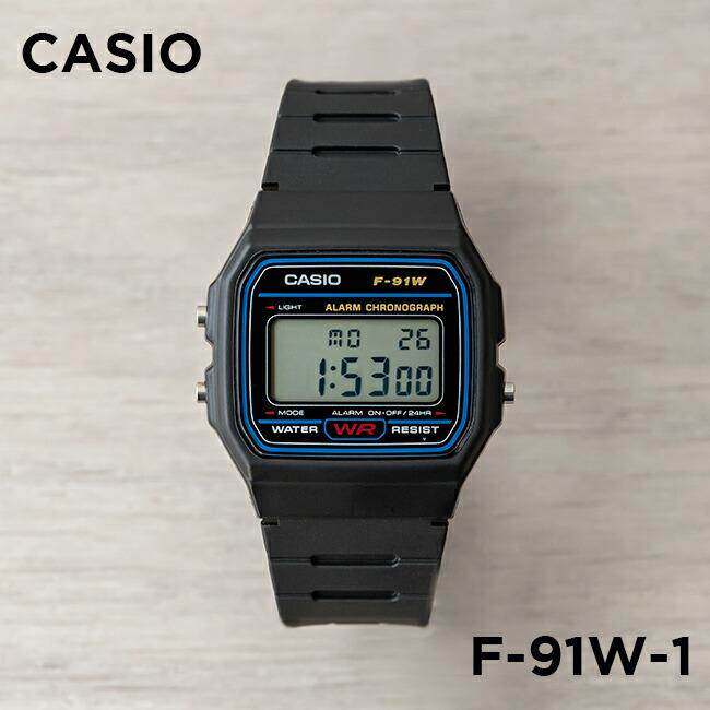 卡西欧CASIO经典复古小方块防水电子表 F-91W-1日历闹钟学生手表