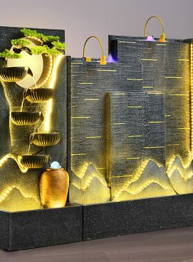 大型水幕墙庭院假山流水喷泉摆件落地客厅流水墙玄关户外造景鱼池