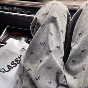 蝴蝶结灰色遛弯裤宽松慵懒风裤子女款夏糯米裤垂坠感薄款休闲裤