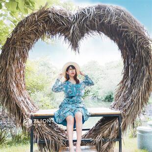 巴厘岛网红鸟巢吊椅民宿景区打卡拍照爱心款创意婚纱道具秋千吊床