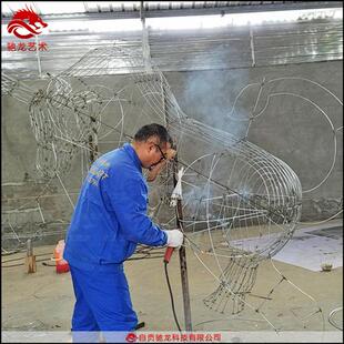 置不锈钢艺术编织雕塑网格镂空抽象美陈室外防水景观定制 牛灯光装