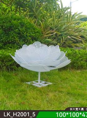 户外不锈钢镂空花朵雕塑铁艺网格莲花发光摆件售楼处草坪景观装饰