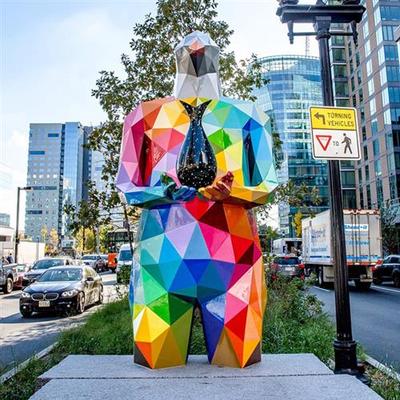 大型玻璃钢雕塑定制几何动物人物抽象派摆件卡通户外商场景观引流
