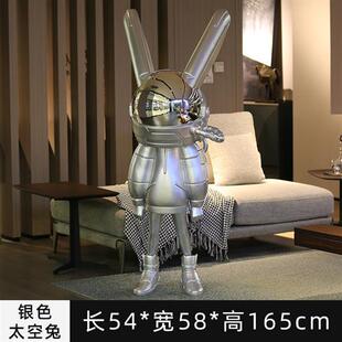 网红科技电镀月光大兔子摆件落地家居客厅酒店装 饰雕塑 饰装