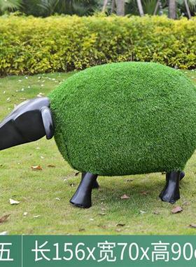 玻璃钢草皮羊雕塑小区幼儿园售楼部儿童摄影卡通小羊肖恩摆件造景