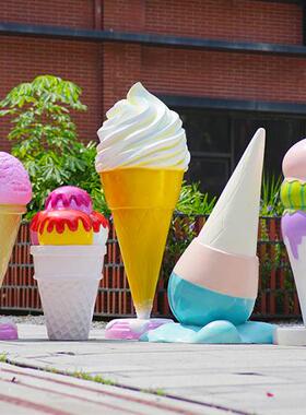 户外仿真雪糕甜品冷饮奶茶店摆件商场甜甜圈玻璃钢冰淇淋装饰雕塑