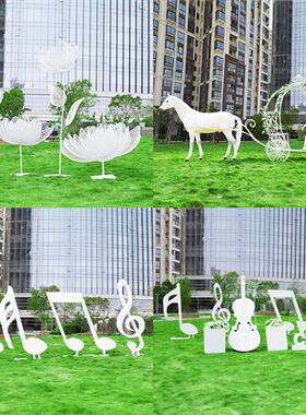 户外不锈钢铁艺镂空大象钢琴马车大提琴雕塑商场景区婚庆装饰摆件