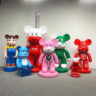 饰落地玻璃钢雕塑卡通模型 卡通暴力熊芝麻街Kaws公仔大摆件轻奢装