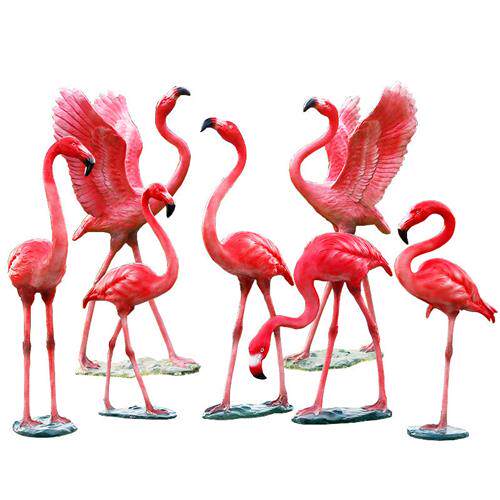 树脂工艺品厂家户外园林装饰品大型玻璃钢动物雕塑仿真火烈鸟摆件