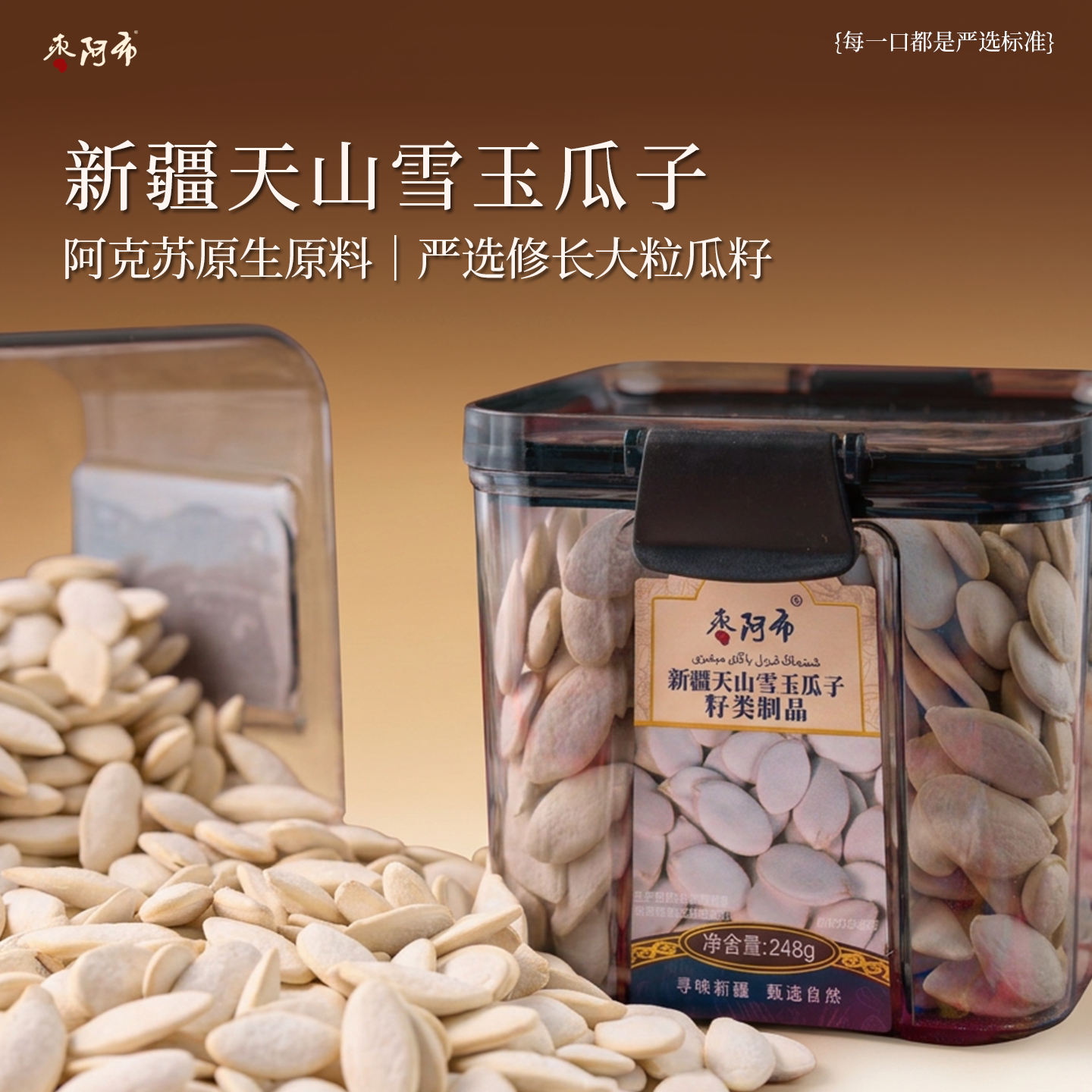 枣阿布新疆天山雪玉瓜子248g休闲坚果盐焗口味高档罐装零食坚果