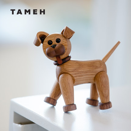 TAMEH 狗网红创意实木胡桃木个性手办摆件玩偶工艺品摆设手工制作