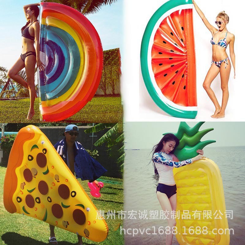 菠萝浮排 ins热卖充气香蕉浮床西瓜浮排水上茄子躺椅充气贝壳