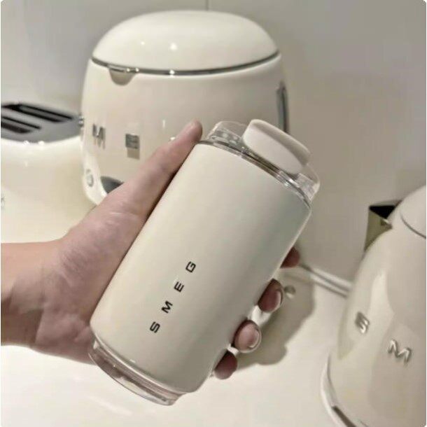 SMEG随行杯阚清子同款奶白咖啡杯便携不锈钢防漏保温冷热两用ins