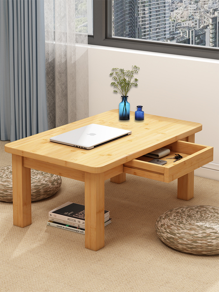 炕桌茶几儿童学习喝茶矮桌子带抽屉楠竹实木质学生家用榻榻米飘窗