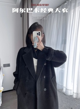 赫本风冬装双面羊绒女大衣2024年新款韩系毛呢高级感黑色羊绒外套