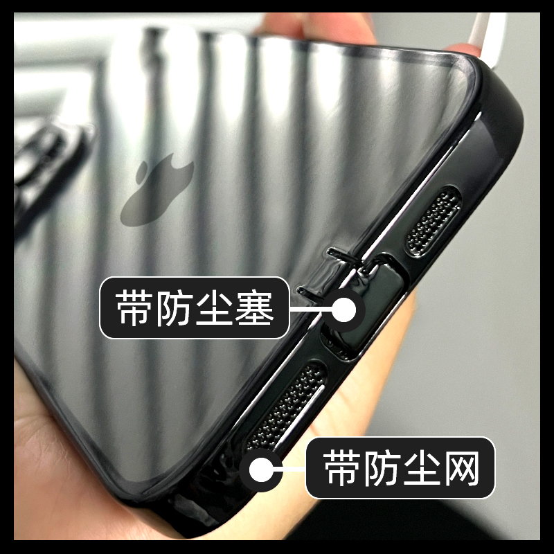 新款17自带防尘塞适用苹果14pro手机壳13ProMax高端电镀硅胶iPhone12不会撞的15情侣创意小众不撞款16镜头膜p