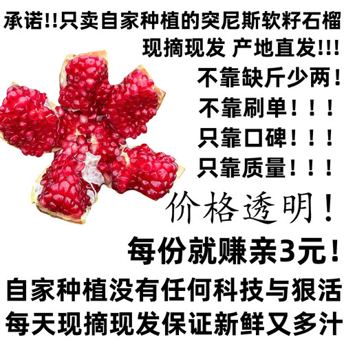 四川会理突尼斯软籽石榴新鲜多汁