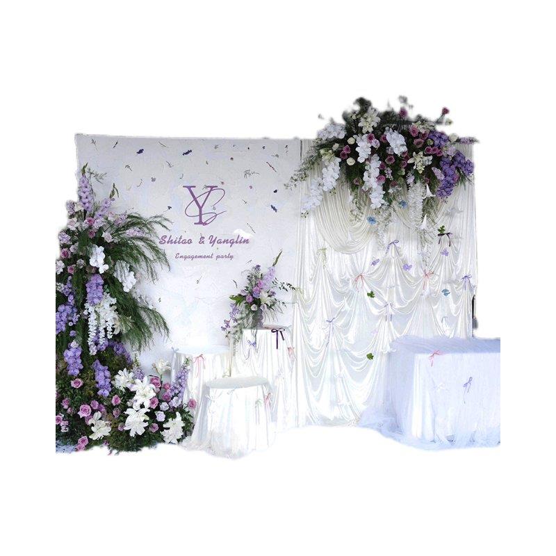 订婚摆台布置高级感韩系小众简约定亲宴全套背景墙装饰kt板无气球