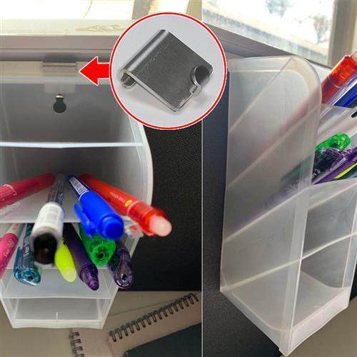 挂屏风槽缝斜插笔筒浅色大号可横放笔架办公室桌面收纳上插缝文具