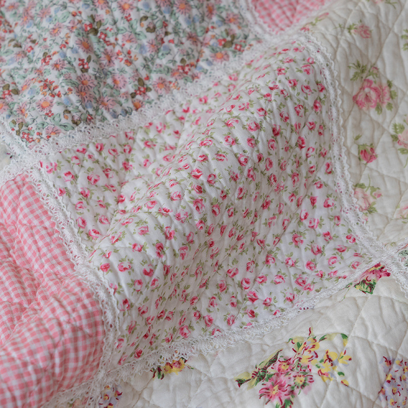 出口韩式纯棉拼布绗缝被单件单人全棉水洗空调被夏被夹棉床单床盖