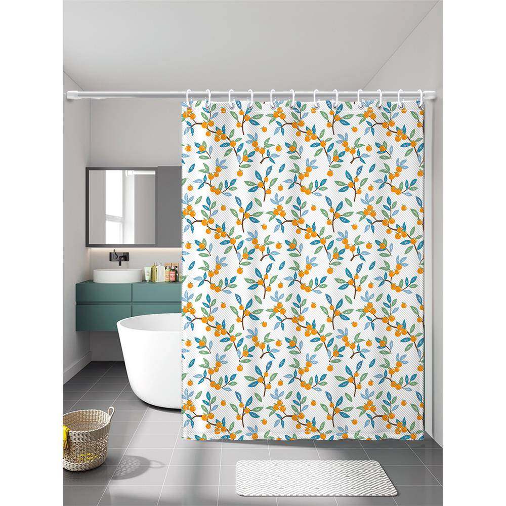 涤纶浴帘浴室防水防霉伸缩杆高档淋浴冲凉房洗澡隔断帘子挂钩隔水