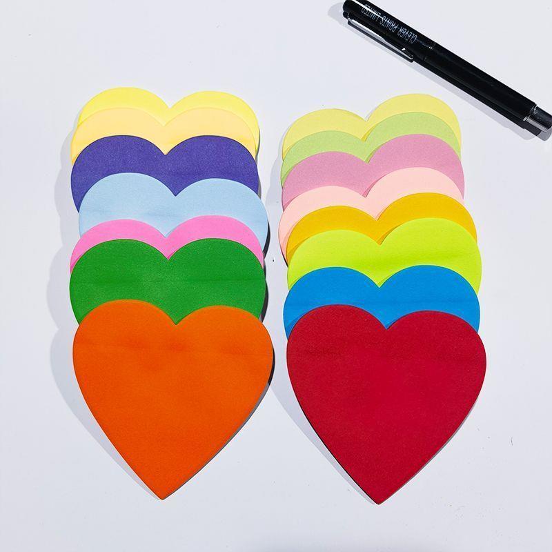 爱心便利贴大红色桃心N次贴彩色小号爱心贴中号大号爱心形70*70mm