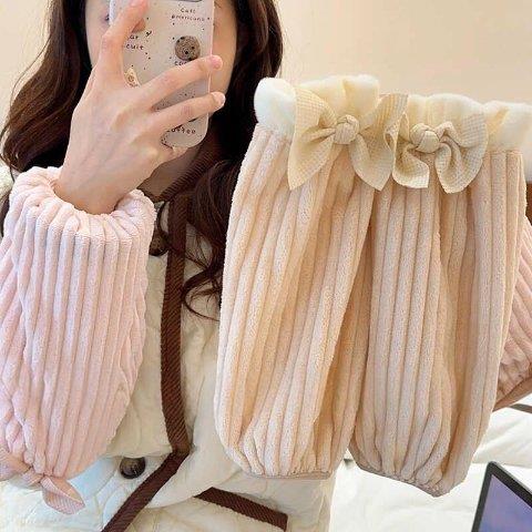 秋冬季时尚简约蝴蝶结护袖2025新款防污防脏保暖女生秋冬时尚袖套