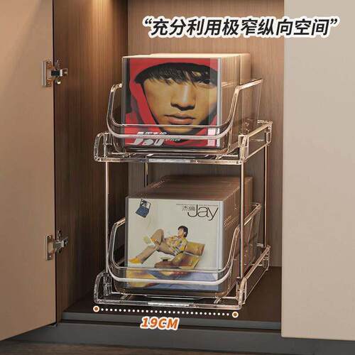 cd碟片展示架子桌面光盘dvd磁带抽拉式存放盒黑胶唱片专辑收纳盒