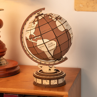 若来造物集地球仪积木3d立体拼图木质拼装模型diy手工玩具可转动