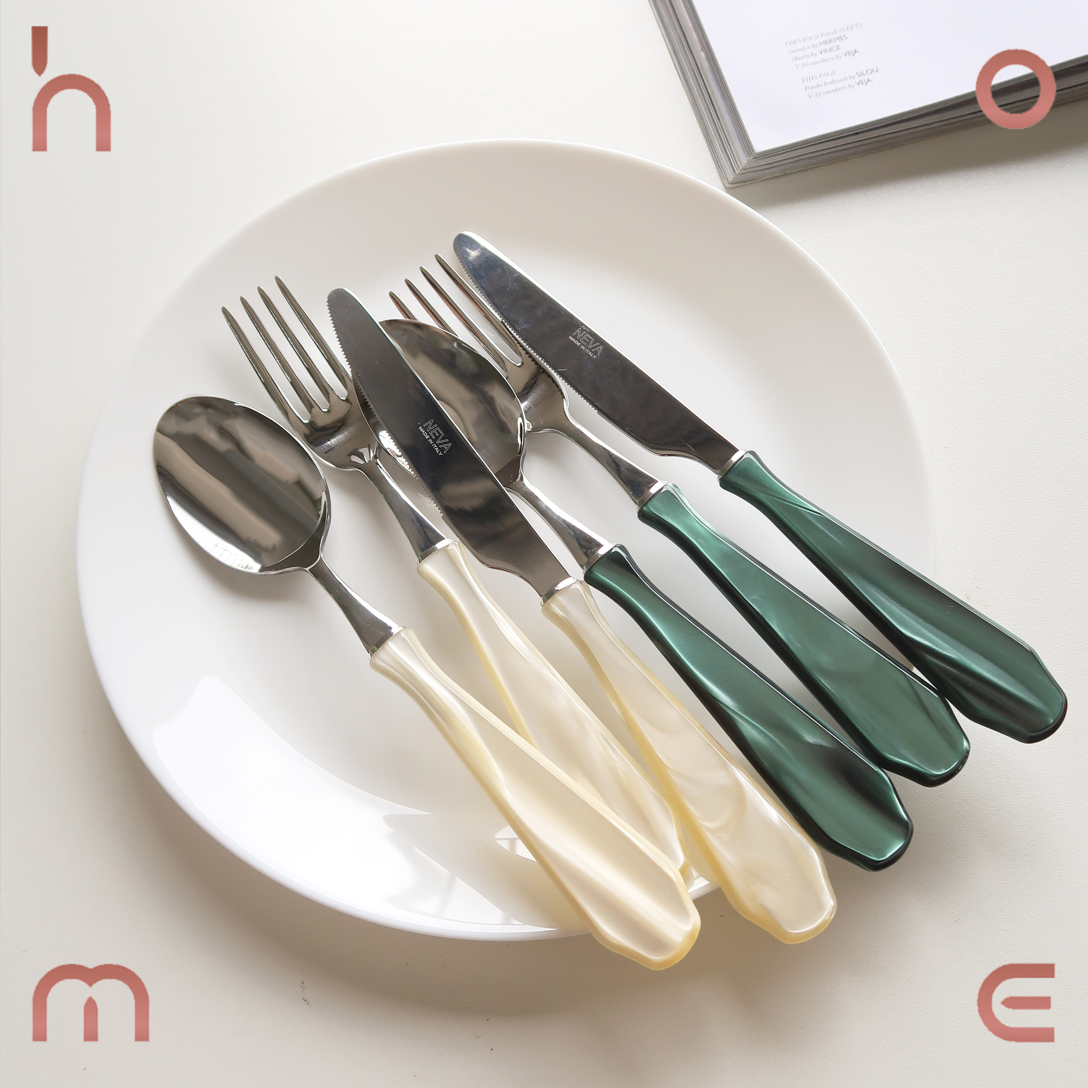 NEVA白/绿珠光系列西餐具套装