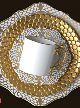 ho+me現貨 美國L' OBJET ALENÇON鍍金蕾絲花紋餐具 禮品