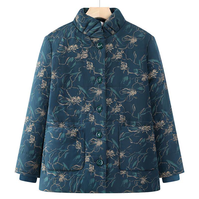 中老年妈妈立领棉衣女士冬装加绒加厚宽松大码奶奶棉袄棉服外套