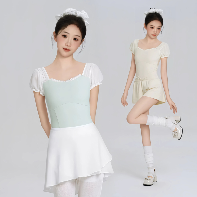 成人舞蹈服女秋冬新款芭蕾舞练功服女生体服短袖形体高胯体操服
