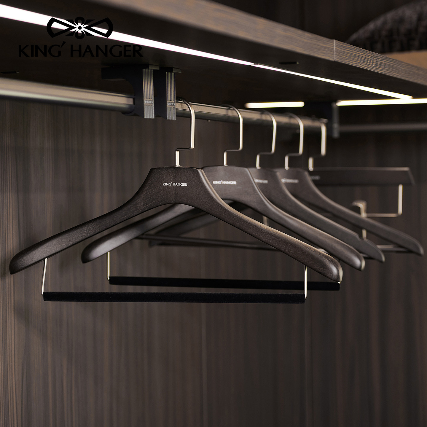 金领结高档黑色实木衣架衣柜衣帽架专用衣挂高端木质无痕防滑衣撑