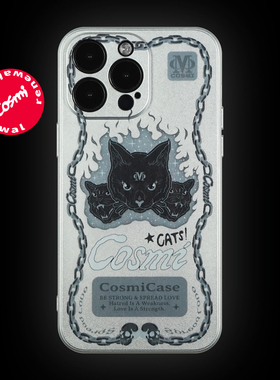 CosmiCase原创设计烈焰猫咪 re36 电镀银色手机壳适用于苹果17iPhone16ProMax