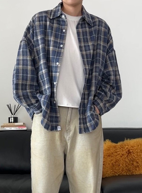 Double99美式复古街头宽松版法兰绒叠穿神器毛呢衬衫外套